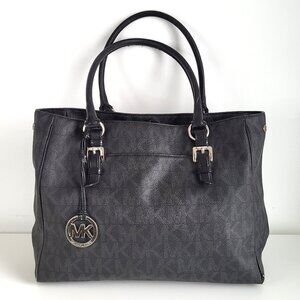 Michael Kors Jet Set Signature Tote • Black/Charcoal MK Logo • Large